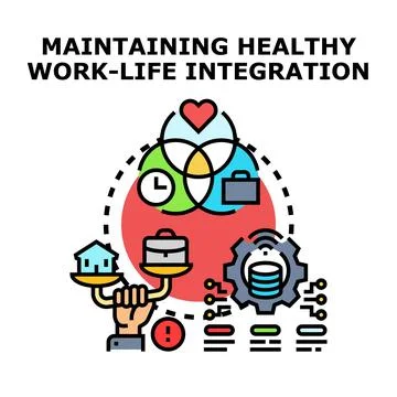 Maintaining healthy work life integration flat vector concept Ilustração Stock
