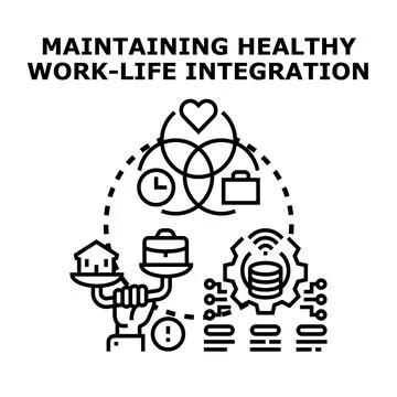 Maintaining healthy work life integration flat vector concept Stock Illustration
