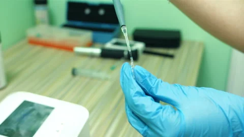 Maintaining sample integrity through sterile glove techniques in labs Stock Footage 333989299