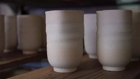 Mainted hot water drinks lined up Stock Footage 162021268