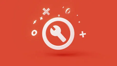 Maintenance 3d icon on a simple red background 4k seamless animation loop Stock Footage 202092066