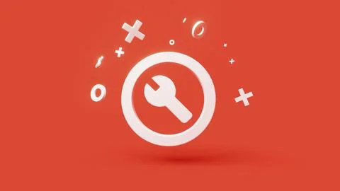 Maintenance 3d icon on a simple red background 4k Stock Illustration