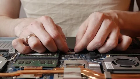 Maintenance and preventive maintenance of the laptop master. Stock Footage 305925375