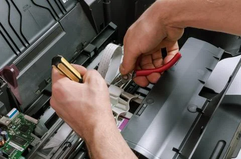 Maintenance and repair of the printer Stock Photos