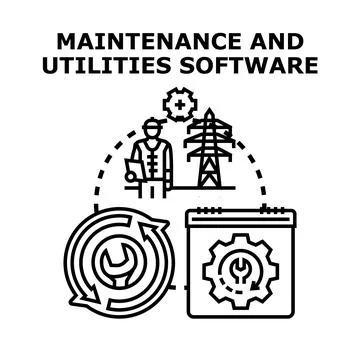Maintenance and utilities software developing management concept 库存插图