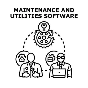 Maintenance and utilities software developing management concept Stock Illustration