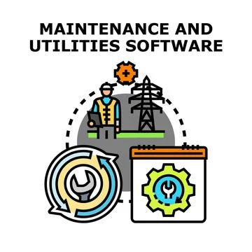 Maintenance and utilities software developing management concept 库存插图
