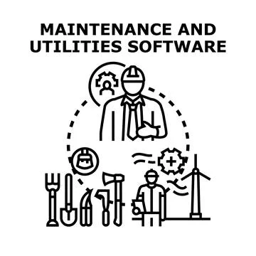 Maintenance and utilities software for infrastructure management 스톡 일러스트
