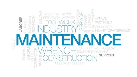 Maintenance animated word cloud, text design animation. Kinetic typography. Stock Footage 78870510