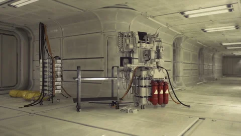 Maintenance area featuring electrical components and infrastructure details Stock Footage 339628712