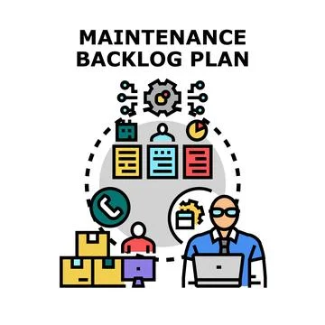 Maintenance backlog plan management development process Stock Illustration