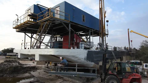 Maintenance Being Performed on a Ship Stock-Footage 34969842