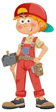 Maintenance boy cartoon character Stock Illustration