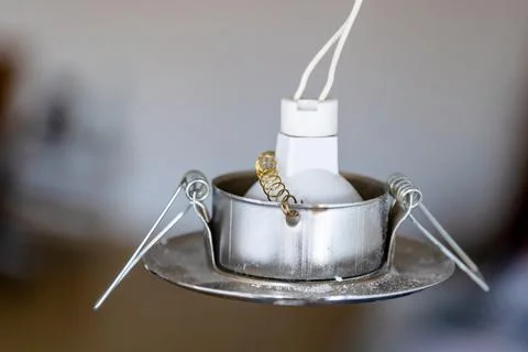 Maintenance built-in ceiling light in room Foto stock