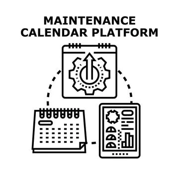 Maintenance calendar platform planning and management system Illustrazione stock