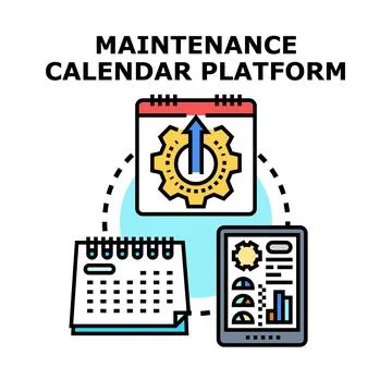 Maintenance calendar platform planning and management system 스톡 일러스트