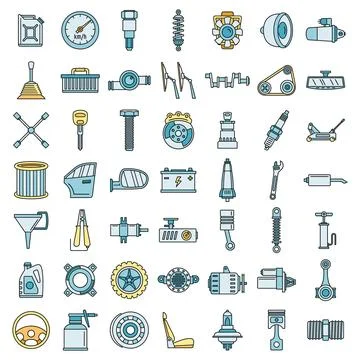 Maintenance car part icon set vector color Illustrazione stock