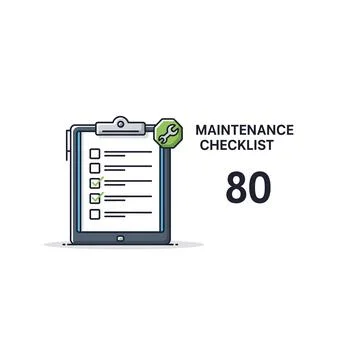 Maintenance checklist document icon with gear symbol Stock Illustration