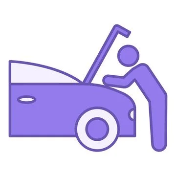 Maintenance Color Icon. Vector Icon of a Mechanic Checking the Contents of .. Stock Illustration