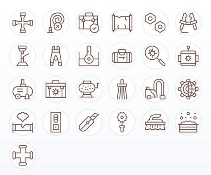 Maintenance Comprehensive Vector Bundle with 25 PIXEL Perfect Regular Line .. 스톡 일러스트