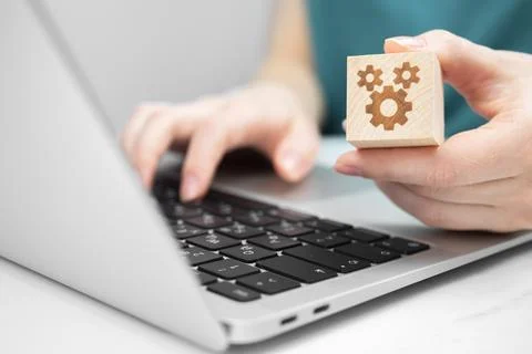 Maintenance computer concept. Support, IT service help and FAQ. Repair servic Stock Photos