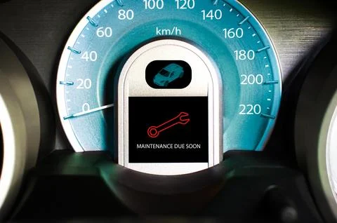 Maintenance due warning light on black screen instrument panel Stock Illustration