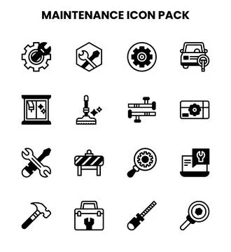 Maintenance DuoTone Bundle Icons Pack Stock Illustration