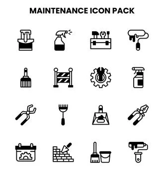 Maintenance DuoTone Set Icons Pack Stock Illustration