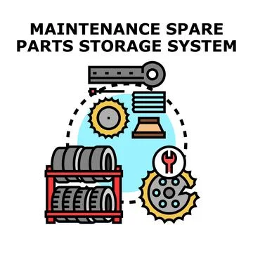 Maintenance e commerce spare parts storage system concept Stock Illustration