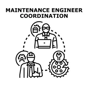 Maintenance engineer coordination planning project management concept Stock Illustration