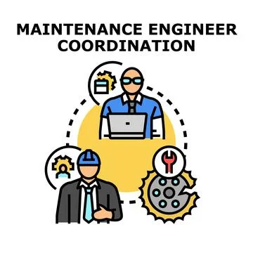 Maintenance engineer coordination planning project management concept Stock Illustration