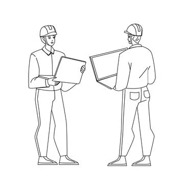 Maintenance Engineer Talk With Colleague Vector Stockillustratie