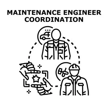 Maintenance engineers coordinating work achieving optimal solution Stock Illustration