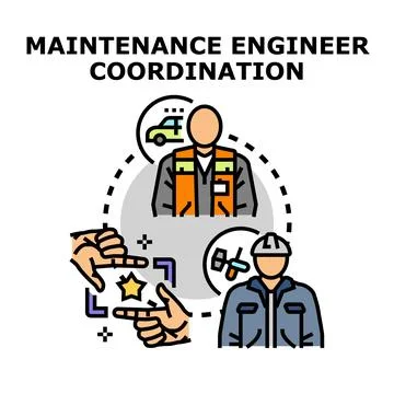 Maintenance engineers coordinating work achieving optimal solution Stock Illustration