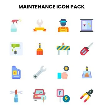 Maintenance Flat Collection Icons Pack Illustration
