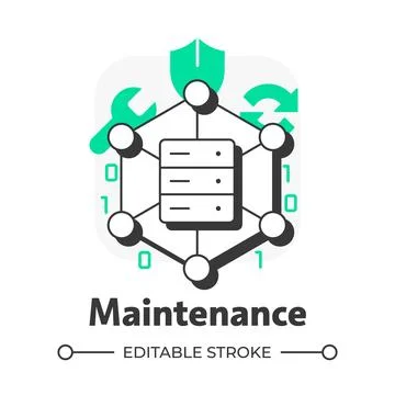 Maintenance flat outline concept icon Stock Illustration