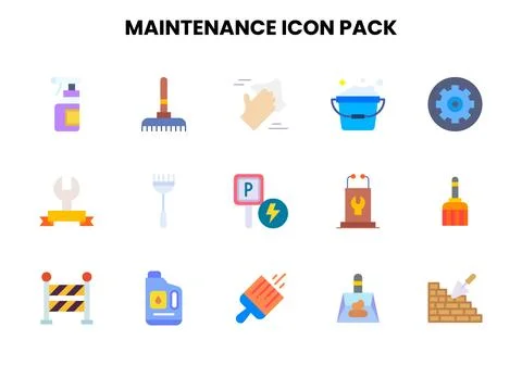 Maintenance Flat Vector Icons Pack Stockillustratie