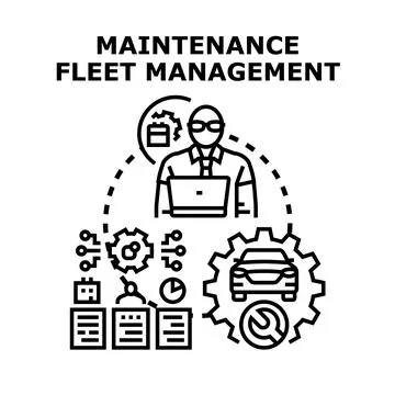 Maintenance fleet management system planning transport operations 库存插图