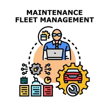 Maintenance fleet management system planning transport operations 库存插图