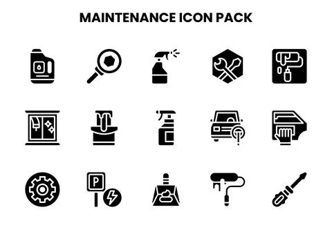 Maintenance Glyph Graphics Icons Pack 스톡 일러스트