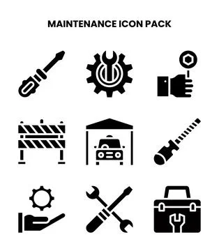 Maintenance Glyph Scalable Icons Pack Stock Illustration