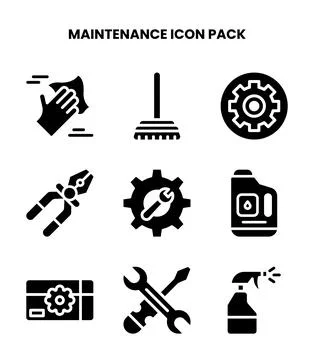 Maintenance Glyph UI Icons Pack 库存插图