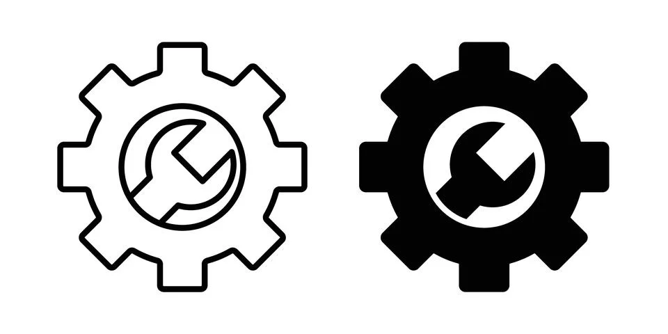 Maintenance icon thin line and clipart style vector set Stock Illustration