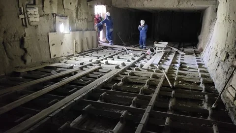 Maintenance Inside Industrial Cement Grate Cooler at Lafarge Holcim 4K 動画素材 331670976