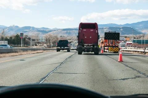 Maintenance on the interstate Foto stock