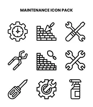 Maintenance Line Bundle Icons Pack Stock Illustration