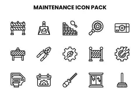 Maintenance Line Icons Pack Stock Illustration