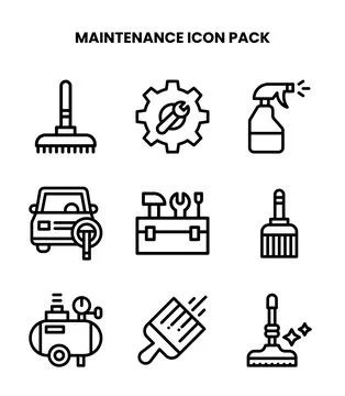 Maintenance Line Icons Pack Stock Illustration