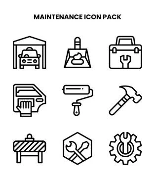 Maintenance Line Scalable Icons Pack Stock Illustration
