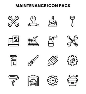 Maintenance Line UI Icons Pack 库存插图